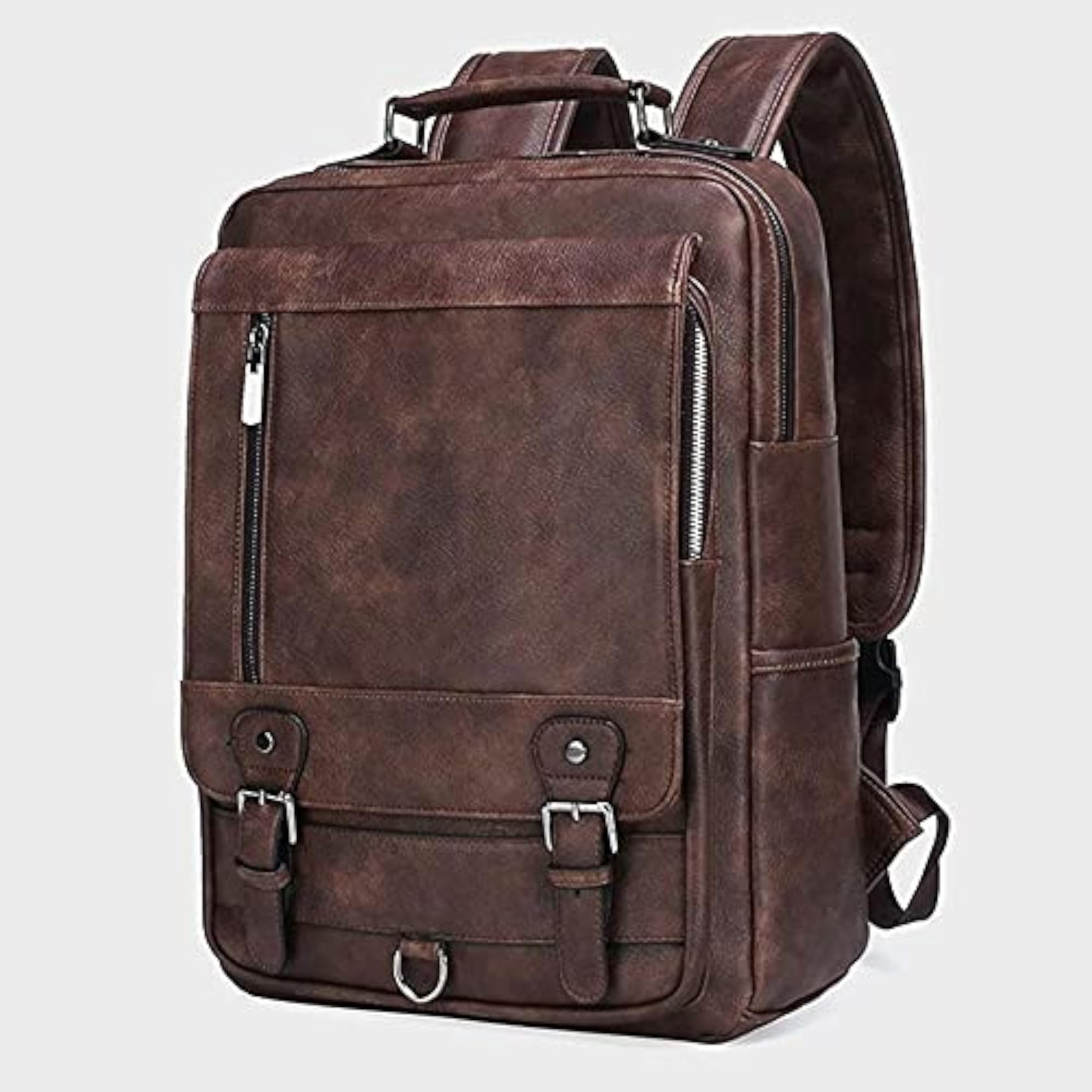 Men's PU Leather Waterproof Travel Laptop Backpack